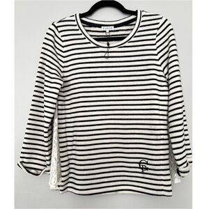Claudie Pierlot Paris multi Striped Black & White Sweater with Lace
